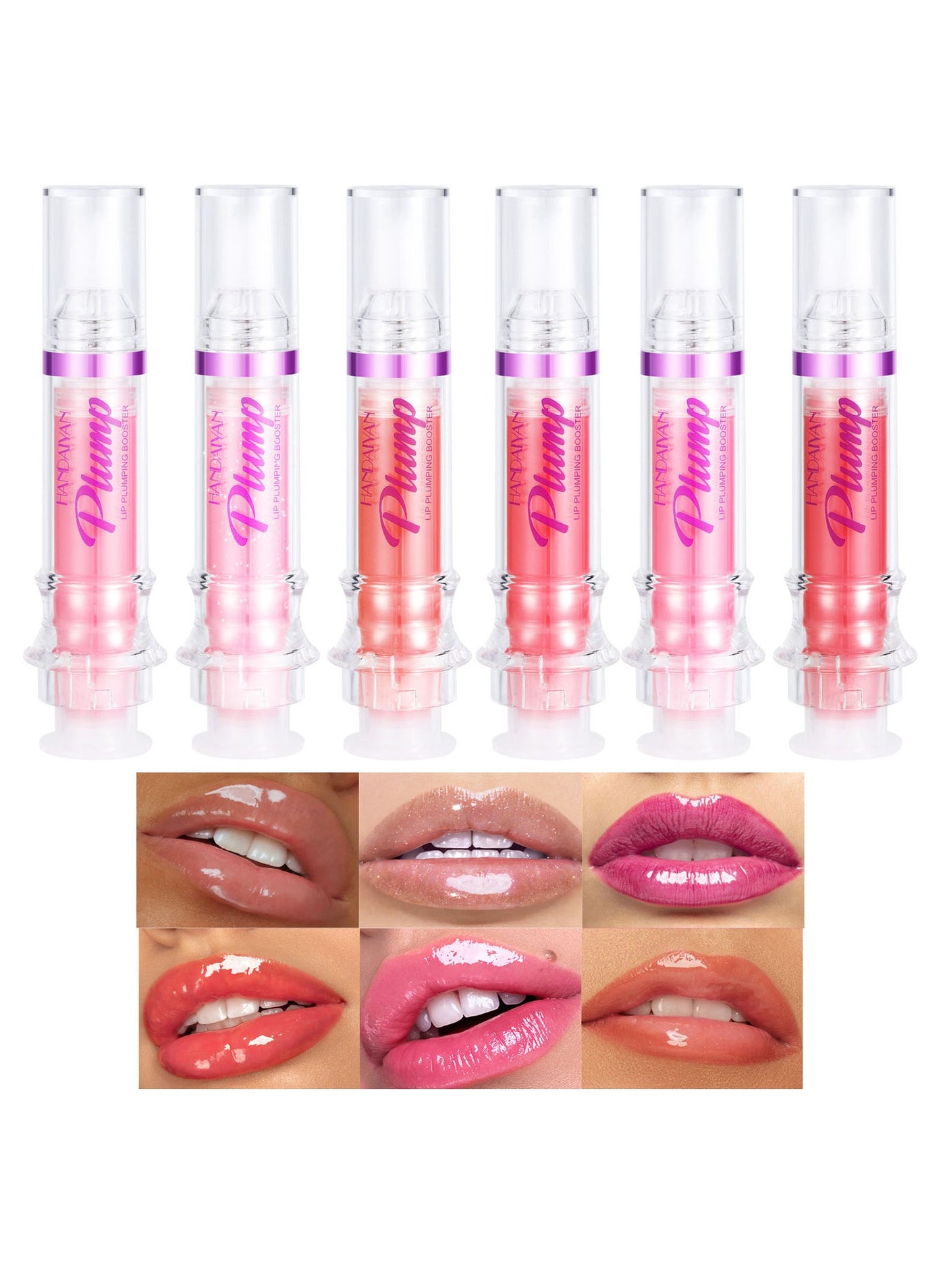 Lip Gloss 6 Pcs Lips Plumper Hyaluronic Acid Moisturizing Light High Shine Non Sticky Soften And Condition Crushed Diamonds Nude Stain Oil Glaze Glitter Lifter Glosses Tubes Balm Lips Treatment
