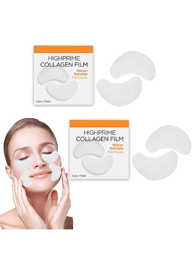 4PCS Highprime Collagen Film Eye Mask - Water Soluble Formula - Fade Dark Circles And Eye Lines - Lift And Tighten Mask