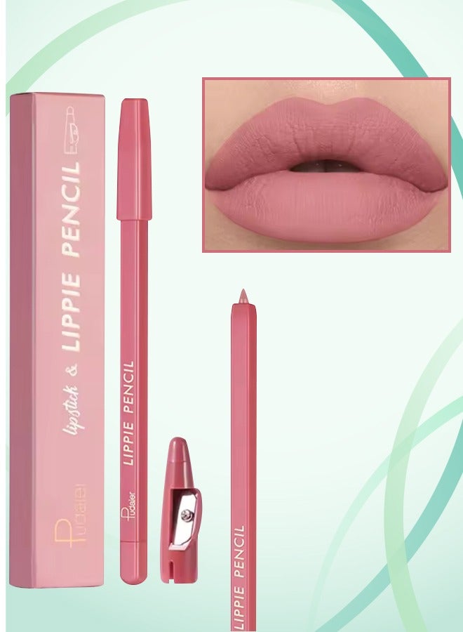 Lippie Pencil Lipstick with Sharpener Soft Lipliner Pencil Easy to Use Lip Makeup Lip Liner Pencil Matte Waterproof Long Lasting Lipstick Lip Contour Makeup Lip Set Full Color 08