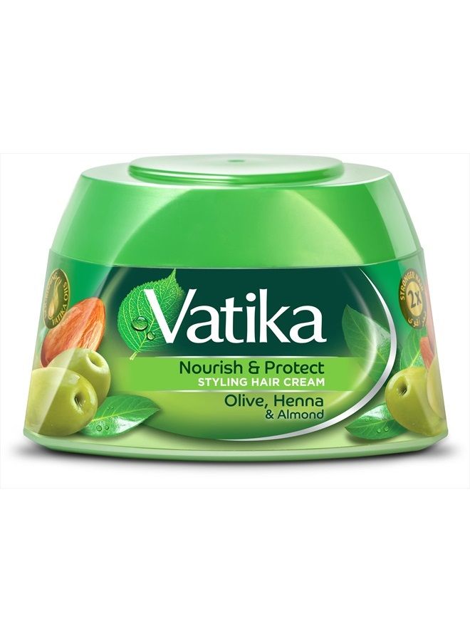 Vatika Naturals Hair Cream, Natural Moisturizing Hair Cream for Men and Women with All Hair Types - Short, Long, Dry or Color-Treated Hair, Scalp Hydrating Moisturizer (210ml, Nourish & Protect)