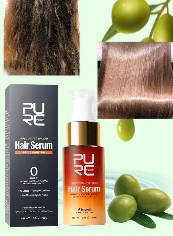 50ml Magic Instant Smooth Hair Serum 0s Instantly Soft and Smooth Leave in Hair Care Oil Frizz Hair Fighter with Natural Hair Care Oil for Split Ends Frizzy Hair Dry Scalp All Hair Type