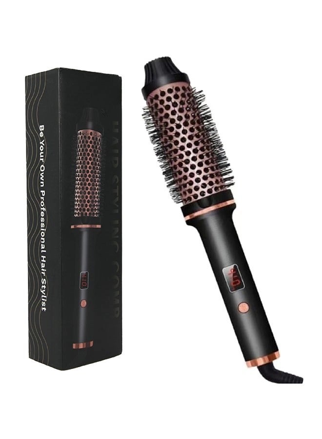 Thermal Brush 1.5 Inch Curling Iron Brush Volumizing Brush Heated Round Brush Ceramic Tourmaline Ionic Curling Comb Dual Voltage Travel Curling Iron with Brush LCD Display 10 Temperature Settings Multicolour