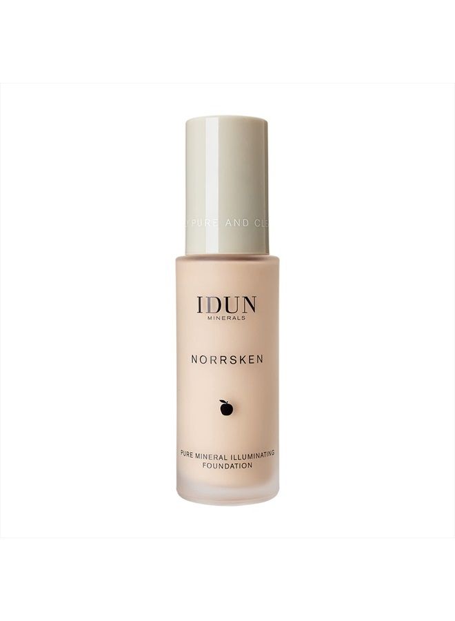 Idun Minerals Norrsken Foundation - Longwear Liquid Foundation With Poreless, Luminous Coverage - Dewey, Glowing Finish - Vegan, Cruelty Free, and Silicone Free Makeup - 203 Saga - 1 oz