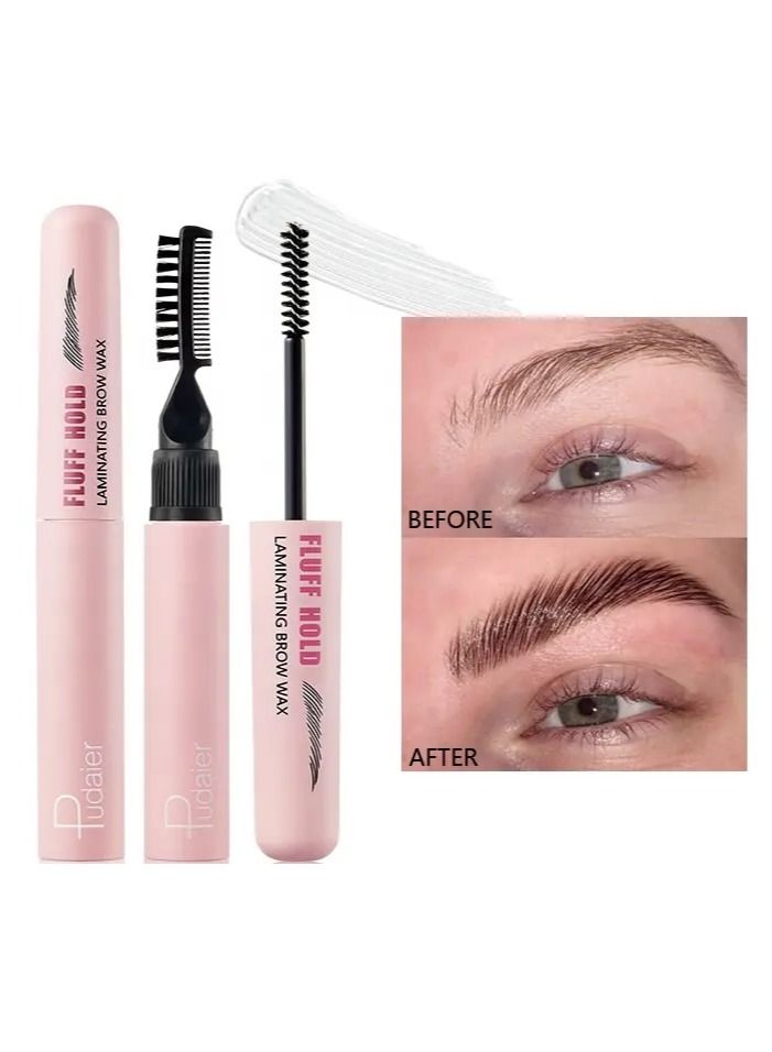 Fluff Hold Laminating Brow Wax Styling Gel for Feathered & Fluffy Brows Clear Brow Gel No Sticky Long Lasting Eyebrow Setting Gel Healthy Waterproof Eyebrow Gel Brow Lamination Effect for Women