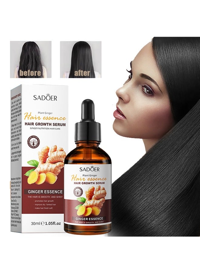 Plant Ginger Hair Growth Serum，Hair Growth Serum for Hair Loss, for Dry, Damaged Hair, Enhance Hair Elasticity and Toughness 30ml