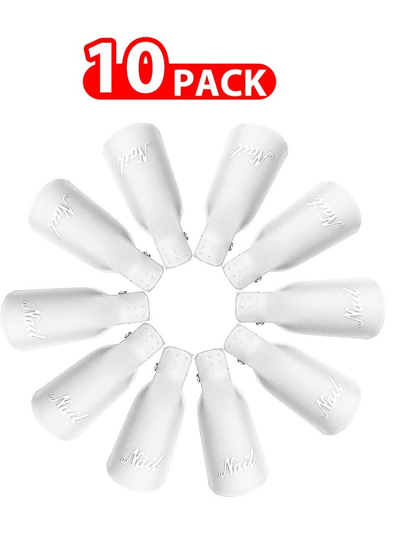 10 Pieces Reusable Plastic Acrylic Nail Art Soak Off Cap Clip UV Gel Polish Remover Cap Clips Manicure Tool White