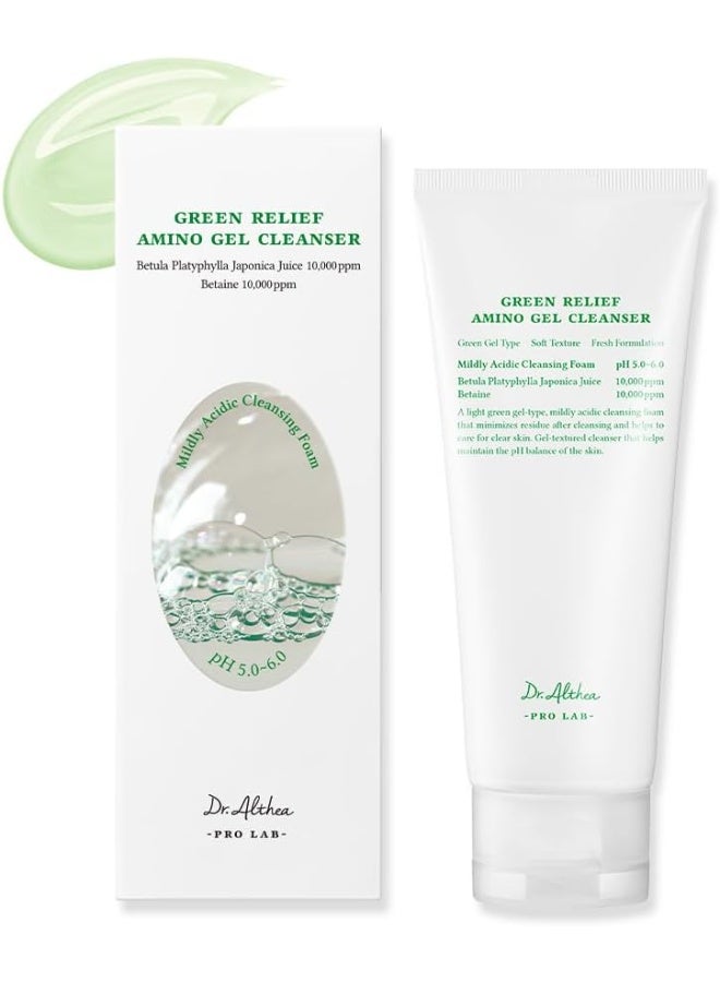 Dr.Althea Green Relief Amino Gel Cleanser | Lightweight & Hydrating Makeup Remover | Daily Face Wash with Hyaluronic Acid | Korean Vegan Skincare for All Skin Types