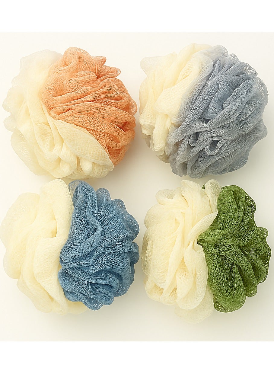 4 Pack Soft and Fluffy Exfoliating Bath Sponge Mesh Body Scrubber Bath Loofah Shower Sponge Ball Pouf Shower Ball Mesh Scrubber Exfoliating Mesh Sponge Body Cleansing Bath Bubble Ball Scratch Free Body Wash Sponge Shower Essentials Skin Care Bath Body Scrubber for Women Men