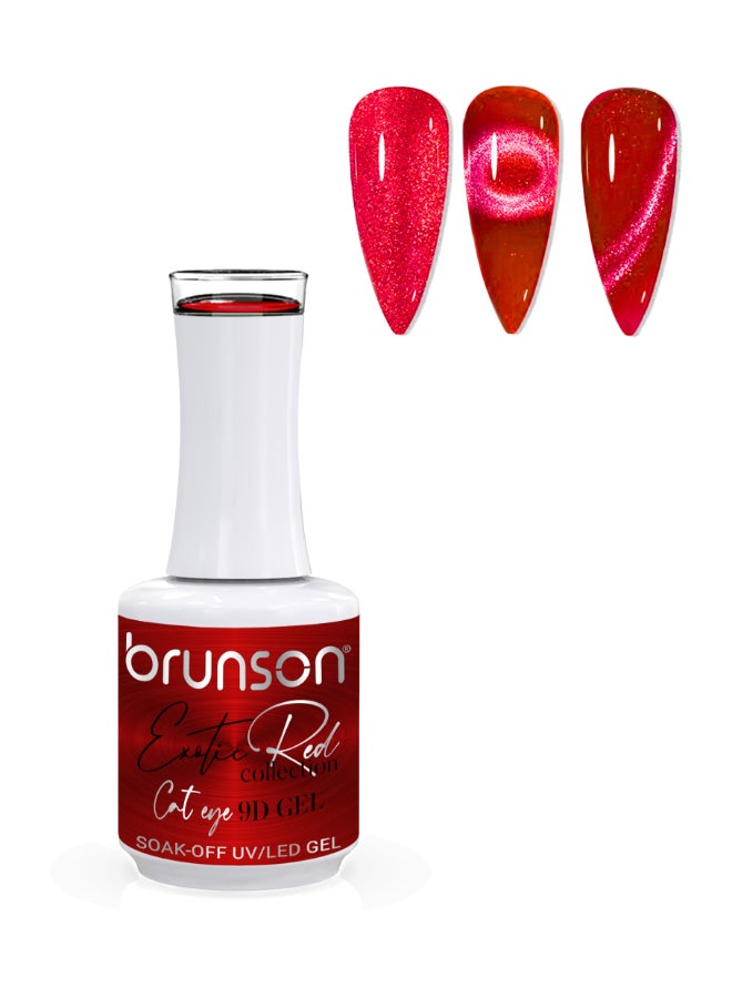 Universal Cat Eye Gel Nail Polish, Exotic Red 9D Magnetic Nail Polish Glitter Shimmer with Magnetic Soak Off  UV/LED Gel Polish Nail Art paint  BER9D09