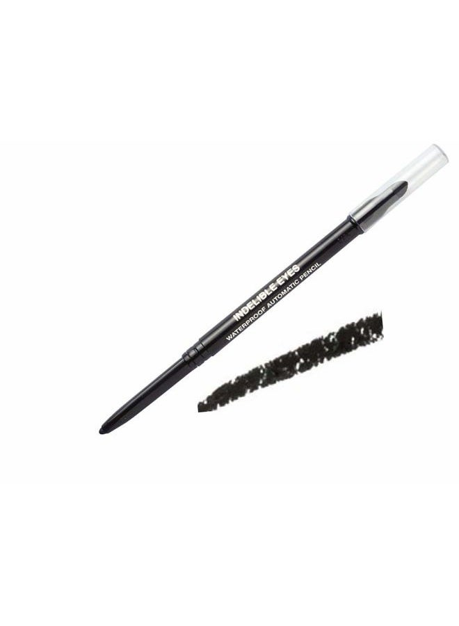 Indelible Eyes Smooth Waterproof Gel Eyeliner - PITCH BLACK - Smudge proof - Ultra Smooth - Super Easy - Long lasting - Blender tip - Longwear - no sharpener needed - Retractable - Slim-line Pencil