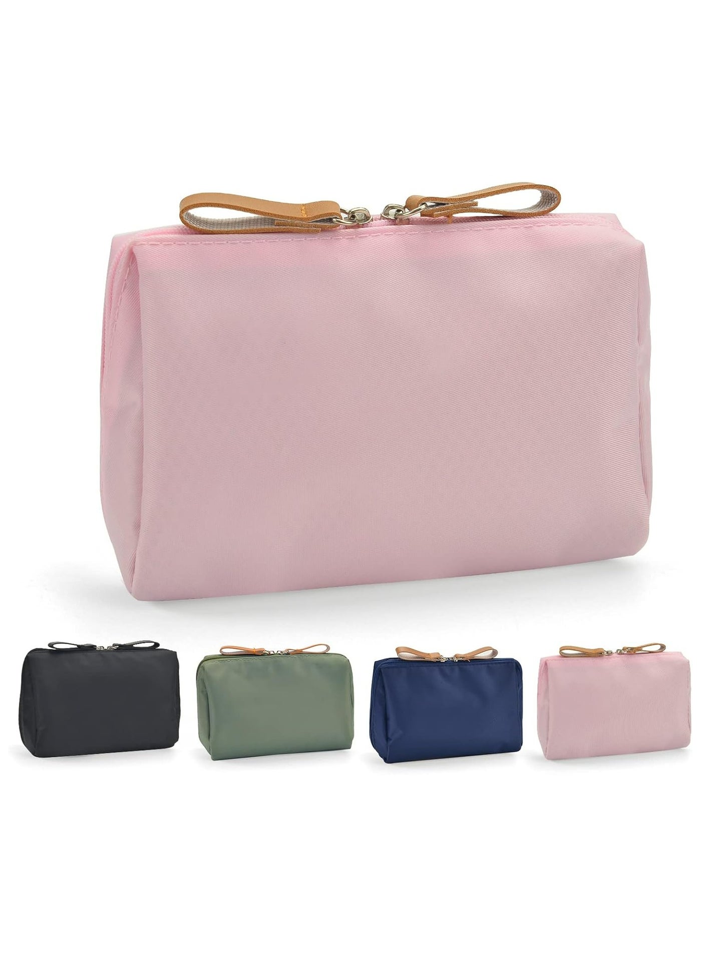 Waterproof Travel Makeup Bag for Women - Small Cosmetic Pouch, Portable Zipper Case, Pink