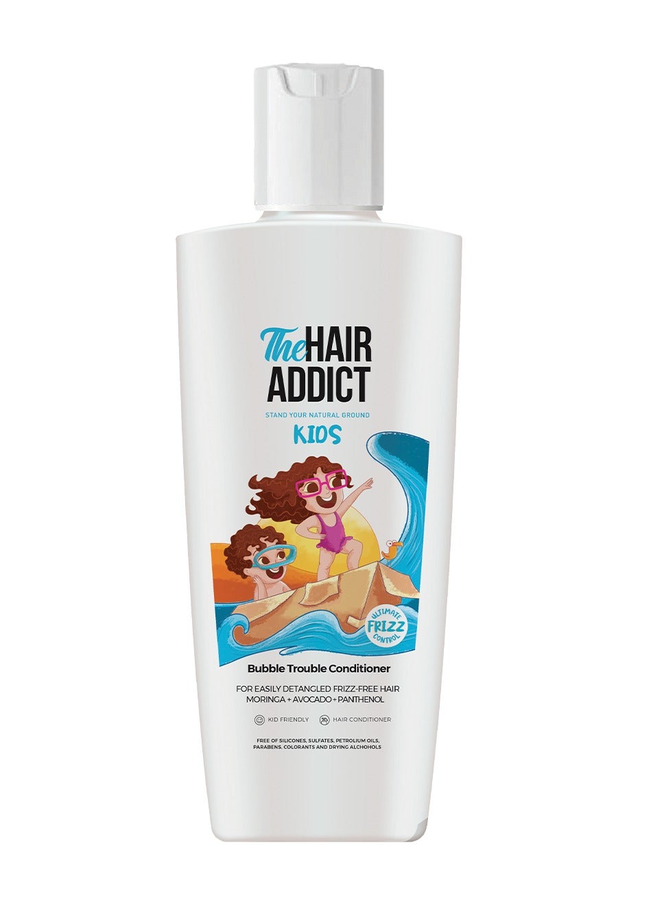 The Hair Addict Bubble Trouble Kids Conditioner - Easy Detangling Anti-Frizz Hair Care - Moringa Avocado Panthenol Formula - 250ml