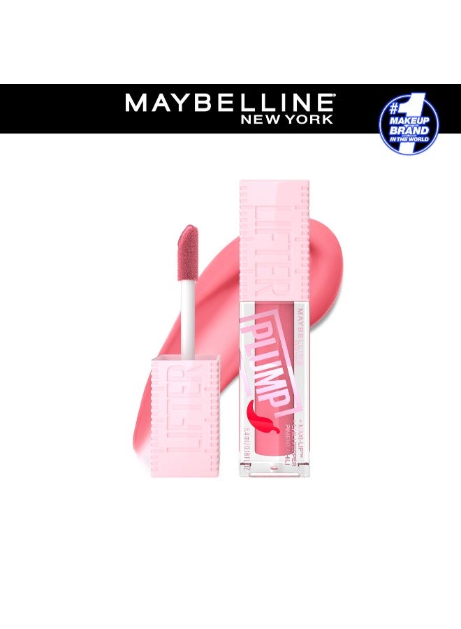 MAYBELLINE LIFTER PLUMP PLUMPING LIP GLOSS WITH CHILI PEPPER, INTENSE HYDRATION & LASTING PLUMP, 001 BLUSH BLAZE