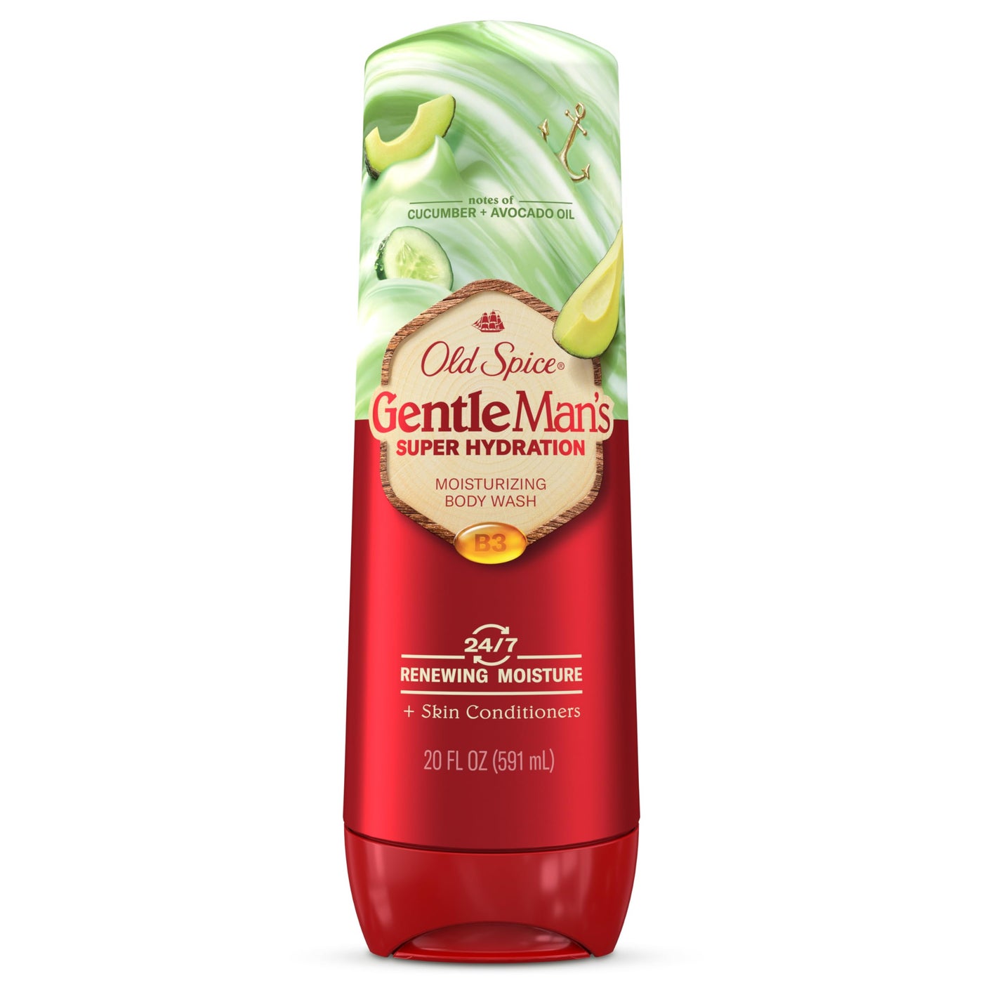 Old Spice Super Hydration Body Wash GentleManâ€™s Blend, Cucumber + Avocado Oil Scent for Deep Cleaning and 24/7 Renewing Moisture, 20 oz