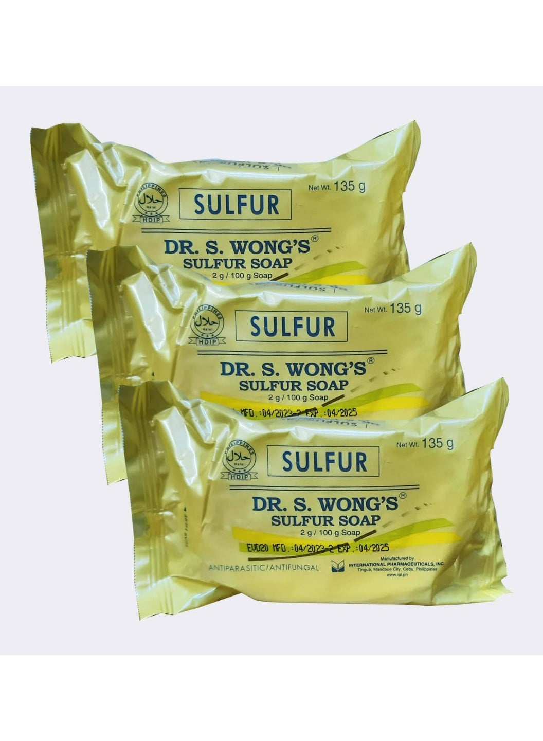 Sulfur Soap Antiparasitic Antifungal Yellow135g 3 Pcs