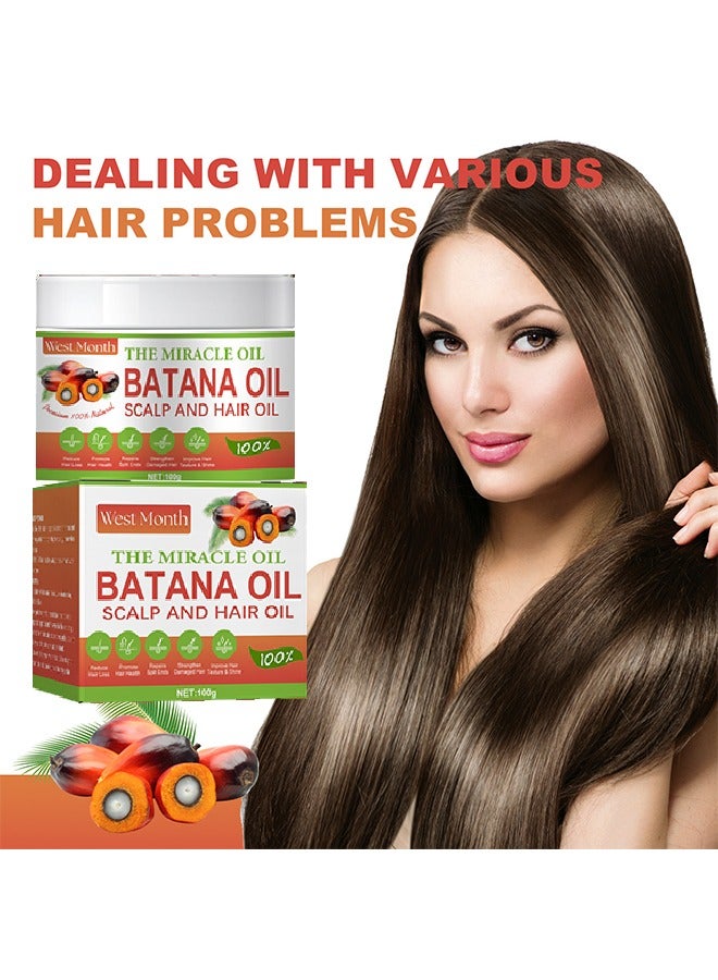 Batana Oil Hair Scalp And Hair Oil - Conditioner, 100% Natural Harmless to Scalp Nourishes Raw Batana Oil Hair Mask for Thicker, Fuller Hair, Reduces Thin Hair, Eliminates Split Ends, Prevents Hair Loss 100g