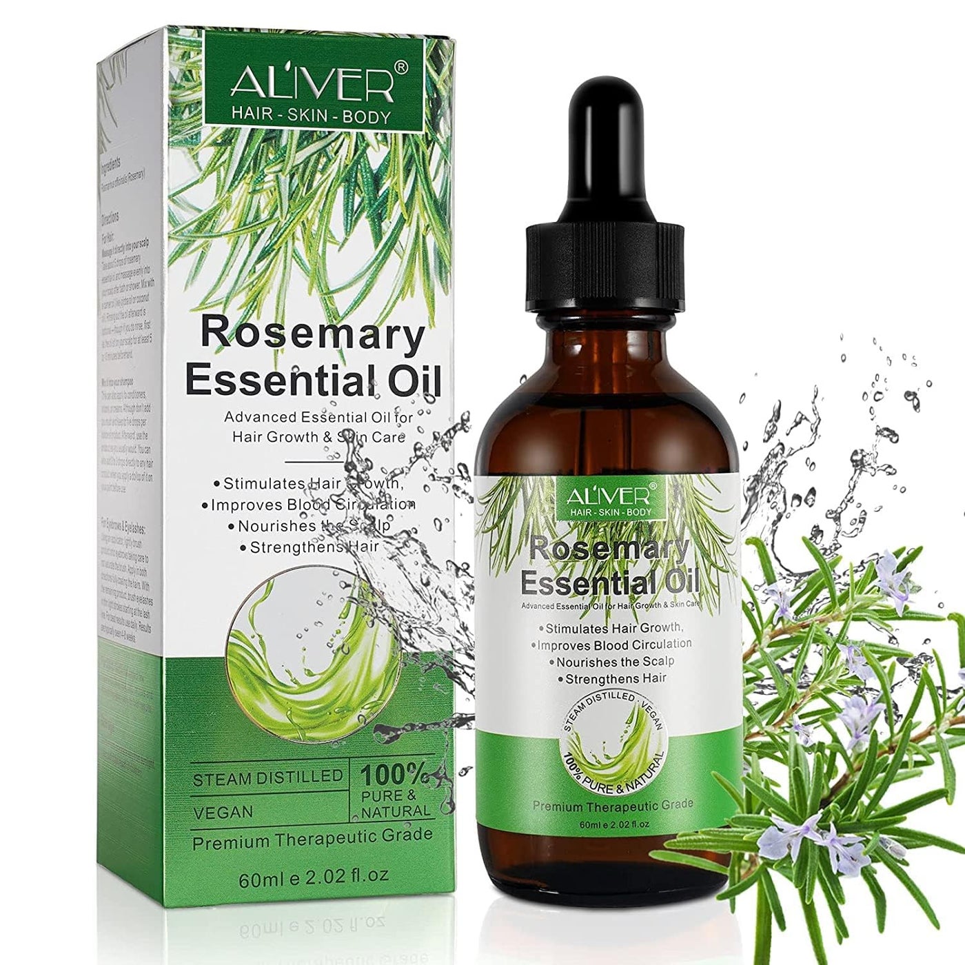 NIFEISHI Rosemary Oil for Hair Growth, 100% Pure Organic Rosemary Oil for Eyebrow and Eyelash, Nourishes The Scalp, Improves Blood Circulation,Rid of Itchy & Dry Scalp 60ml
