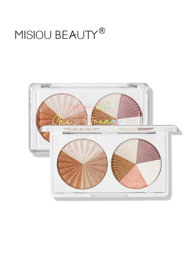 8 Colors Shimmer Highlighter Diy You Color,Contour &Blush& Highlighter Disc Made With High-Quality Ingredients,Metallic Glitter Shimmer Bronzer, Pearl White, Pink, Champagne