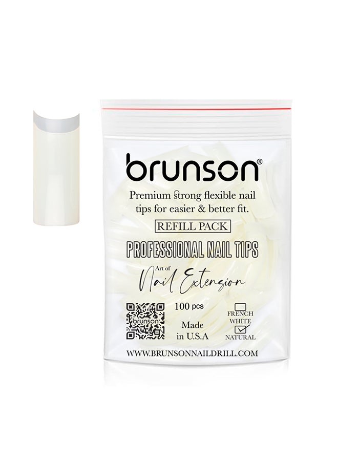 False Nail Tips False Classic French White Professional Refill Pack 100 Pieces - Size 1, CLFCW1