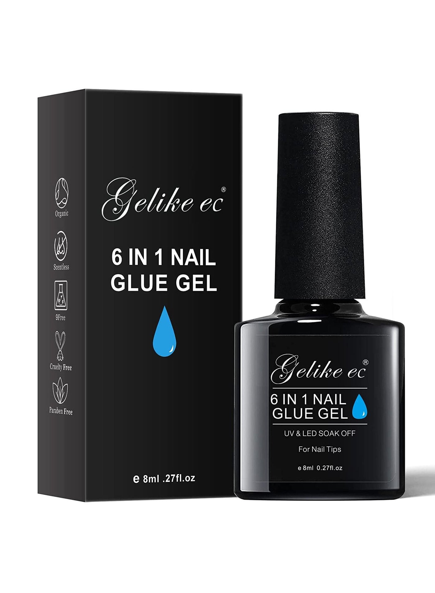 Nail Glue Gel for Clear Acrylic Nails Long Lasting, Curing Needed UV Extension Glue for Clear False Nail Tips and Clear Press on Nails, Nail Repair Treatment