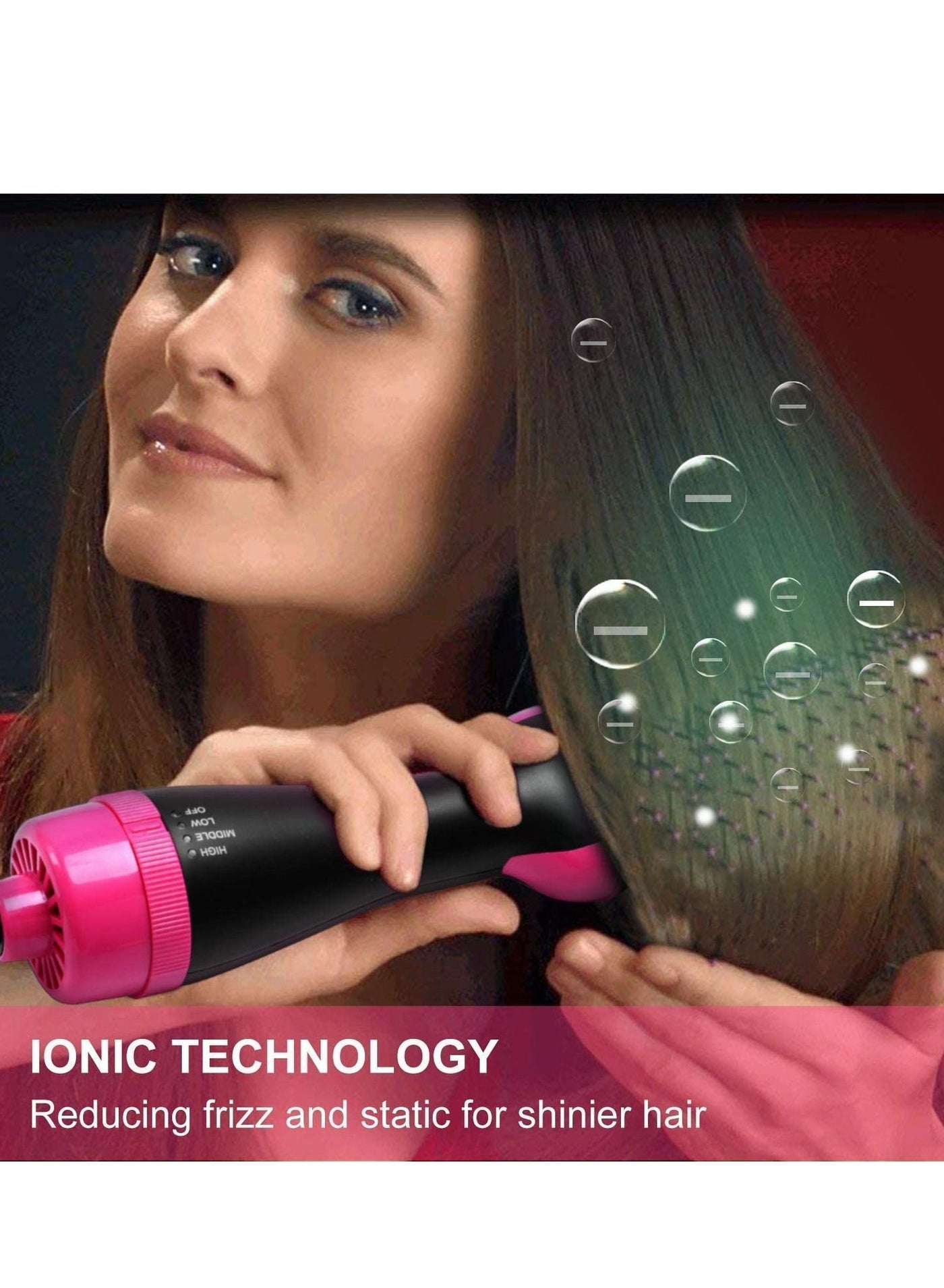 One Step Hair Dryer and Volumizer, Meraif 3 in 1 Hot Air Brush Hair Dryer Brush Anti-scald Negative Ion Hair Straightener Brush Comb Curler Styler for All Hair Types