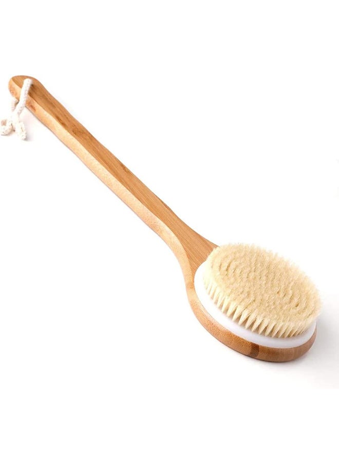 Bath Brush Long Handle Shower Brush Soft Body Brush Back SPA Clean Natural Bristles Exfoliating Brush Long Wooden Handle Cleans the Body Easily