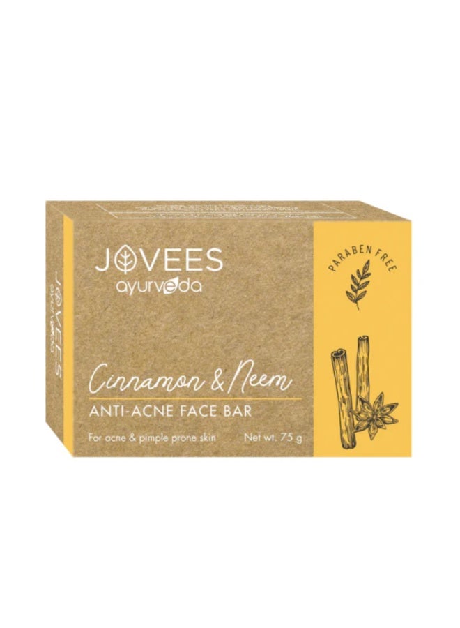 Cinnamon And Neem Anti Acne Face Bar Soap 75G | Anti Acne Soap, Deep Cleansing, Controls Excess Oil, Helps Reduce Pimples And Blemishes For Clear Skin