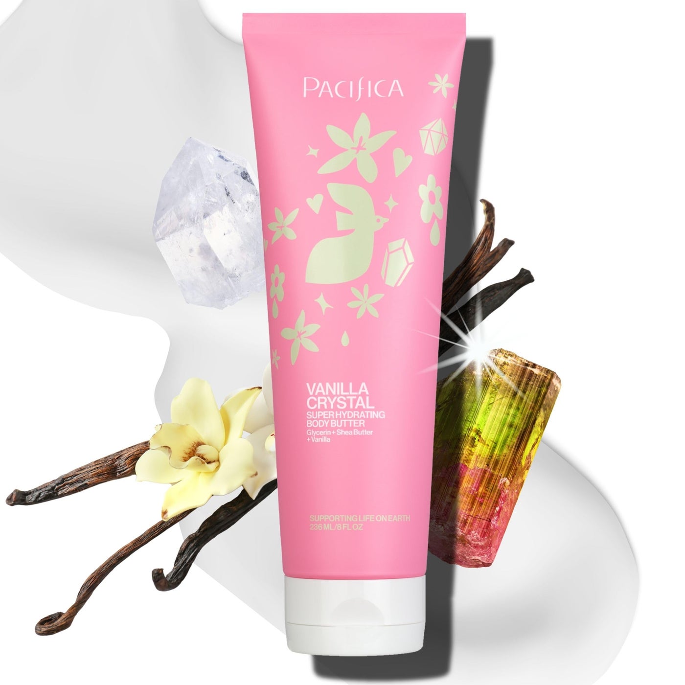 Pacifica Vanilla Crystal Body Butter Lotion â€“ Super Hydrating Moisturizer for Dry Skin, Rich Shea Butter & Vitamin E Formula, Vegan, Cruelty-Free, Clean Beauty, Vanilla Scent, 6 oz