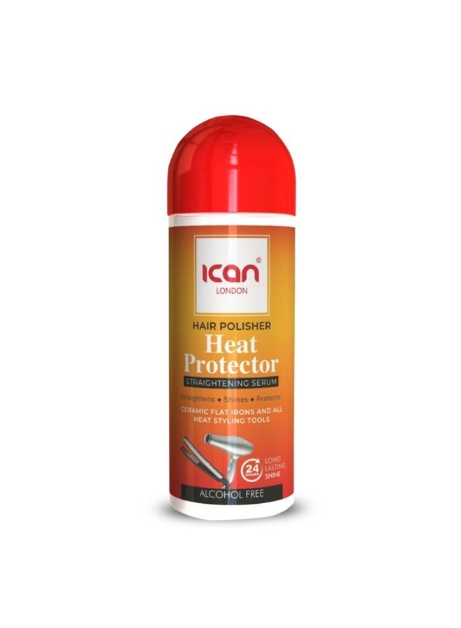 ICAN Hair Polisher Heat Protector Straightening Serum 207ml | Heat Protection, Frizz Control & Sleek Straight Finish
