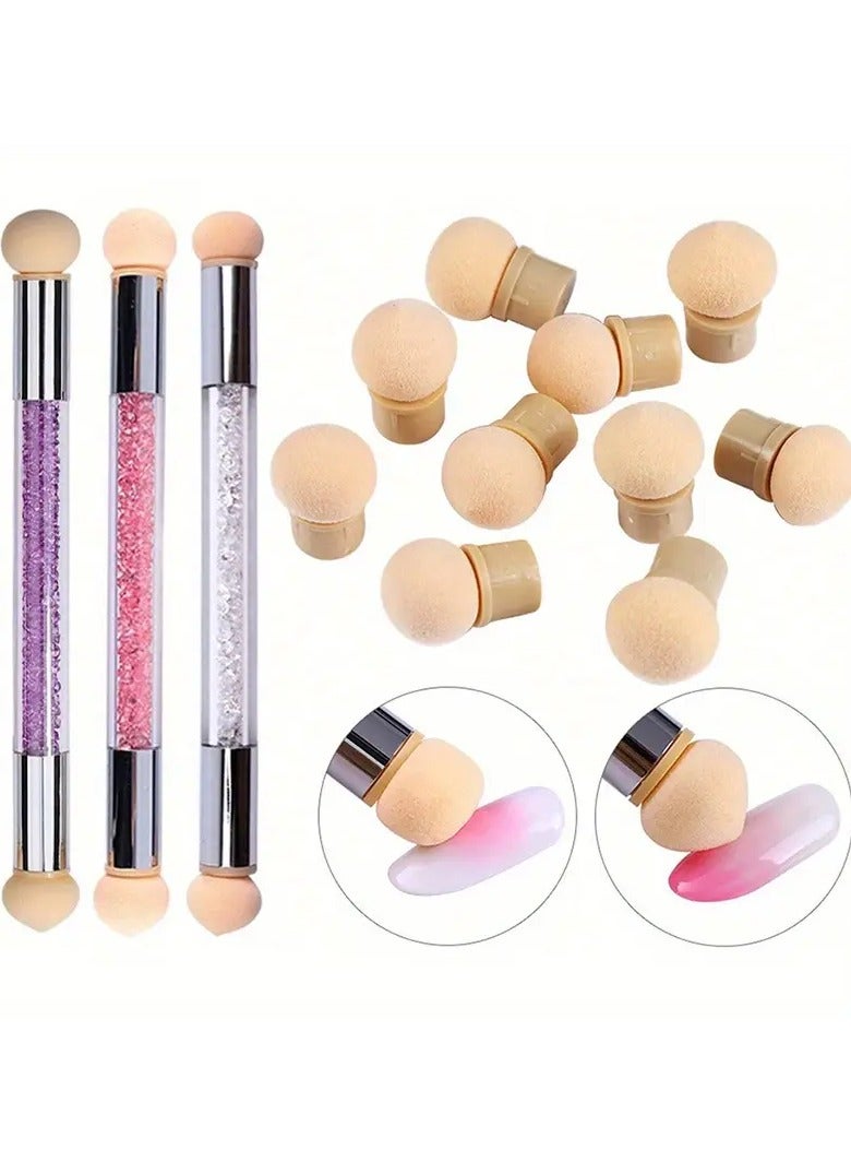 3 PCS 4-Headed Dual-ended Nail Art Pen - Seamless Gradient Effects, Washable & Reusable DIY Kit for Polish & Gel, Perfect for Artistic Beginners & Pros