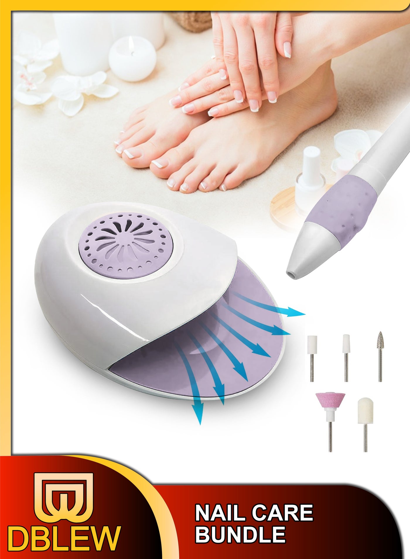 Electric Professional Nails Files Buffers And Nail Polish Dryer 5 Pcs Manicure Pedicure Set Portable Home Travel Nail Care Kit Drill Bits Tools