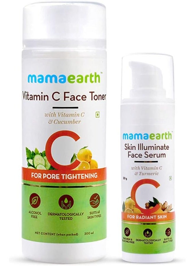 Mamaearth Vitamin C Intense Glow Combo (Vitamin C Face Toner 200ml+ Skin Illuminate Face Serum 30ml)