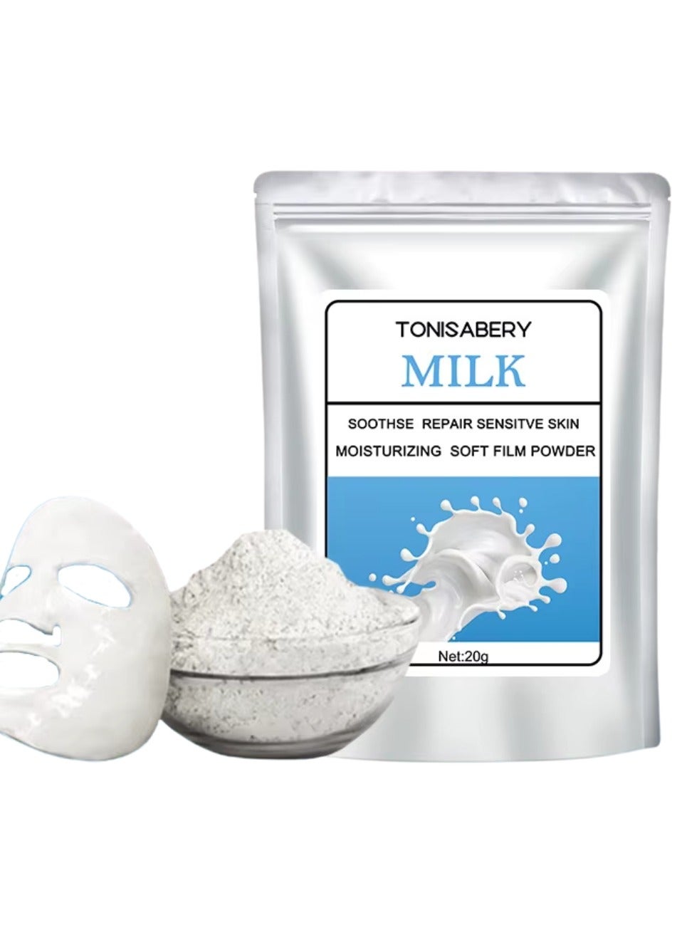 Peel Off Face Mask Powder Milk Flavor Milk Facial Care Mask Powder Moisturizing Hydrating Whitening Soothes Skin Repair Face Mask Soft Film Powder 20g