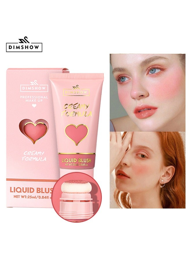 Liquid Blush-Creamy Formula,Big Head Sponge Head, Velvet Skin Feeling, Lips & Cheeks Dual Use, Moisturizing , Easy To Color #03