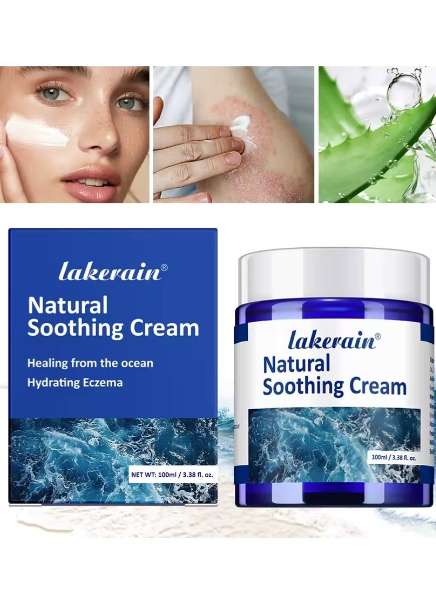 100ml Natural Soothing Cream Hydrating Healing Antibacterial Cream for Psoriasis Eczema Reduce Redness Dryness Moisturizing Soothing and Nourishing Cream with Aloe Vera Niacinamide Face Moisturizing Body Lotion Face Cream