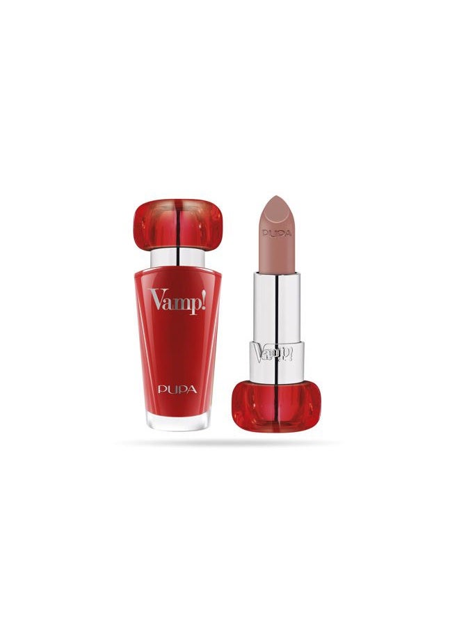 Vamp! Extreme Colour Lipstick With Plumping Treatment - For Fuller, Defined Lips - Adds Incredible, Deep Color To Lips - Soft Texture Adheres Perfectly - 101 Warm Nude - 0.123 Oz