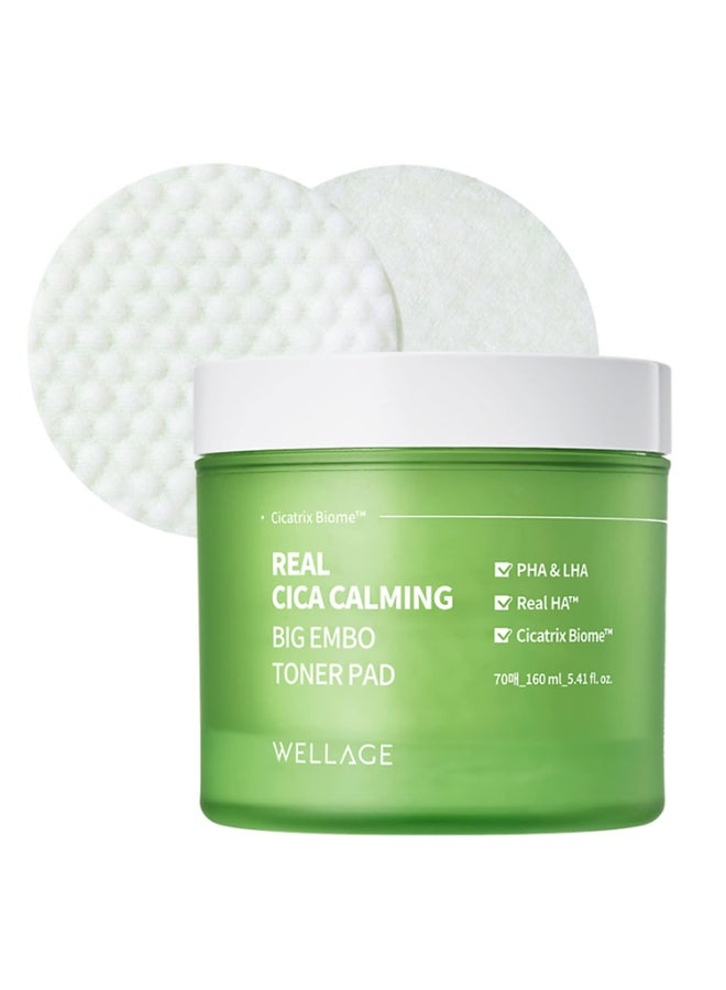 Wellage Real Cica Calming Big Embo Toner Pad