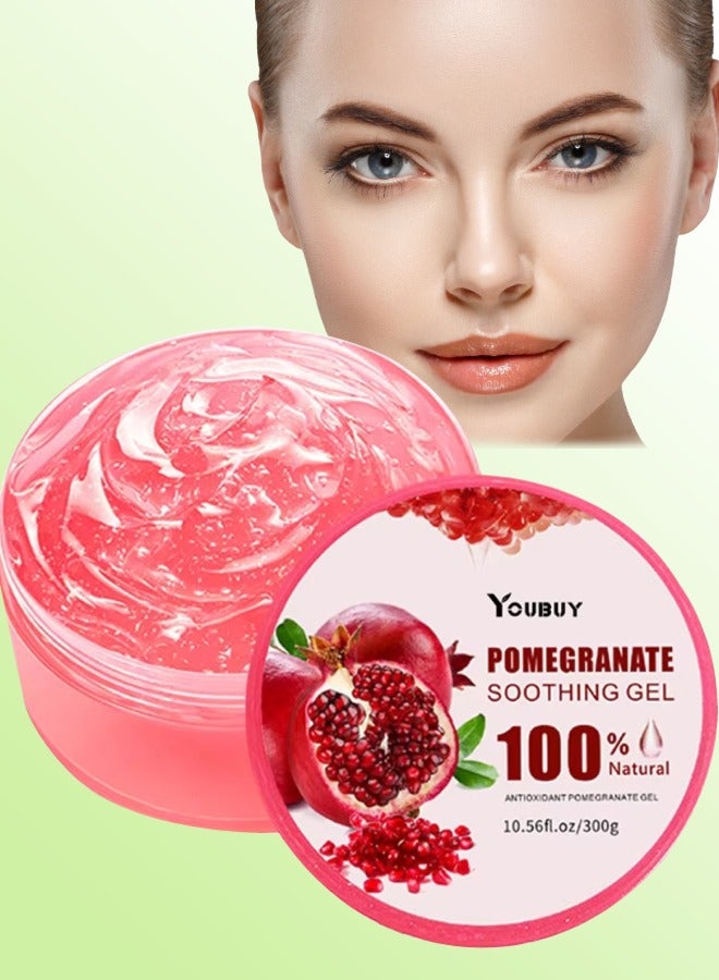 300g Pomegranate Soothing Gel Moisturize Hydrate Skin Fresh Oil Free and Fast Absorption Antioxidant Pomegranate Gel for Face and Skin Nourish Smooth and Deep Hydration Antifungal Cream