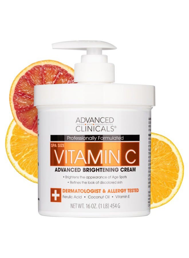 Vitamin C Cream Face Moisturizer & Body Lotion | Anti Aging Skin Care Firming & Brightening Cream For Body, Face, Uneven Skin Tone, Wrinkles, & Sun Damaged Dry Skin, 16 Oz