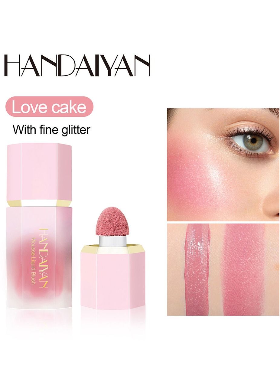 Mousse Liquid Blush For Cheeks Cream Face Blusher Stick with Sponge Palette Bronzer Highlighter Shape Contour Moisturizing And Breathable Matte Finish Long-wearing Waterproof For Women Makeup