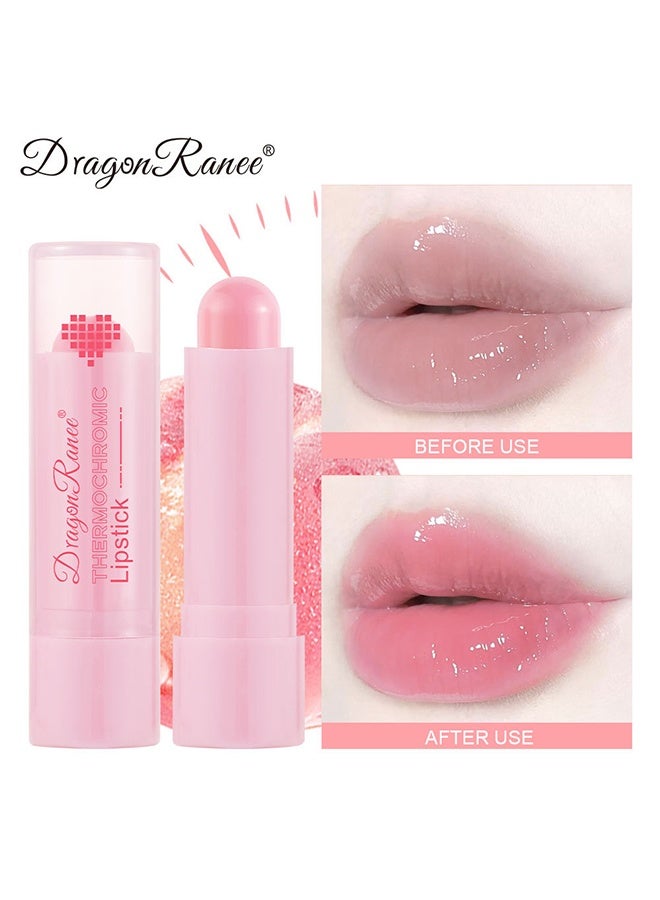 Thermochromic Lipstick，Peach Tinted Lipstick, PH Lip Color Changing Lipstick Balm For Women Girls, Mood Long Lasting Color Change Light Pink Lipstick Lip Tint ，Makeup Lip Plumper Gloss