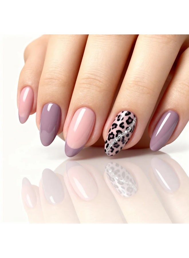 Reusable Press-on False Nails 24pcs – Light Purple & Deep Purple Mirror – Almond & Square Shapes – Complete DIY Nail Kit with Glue
