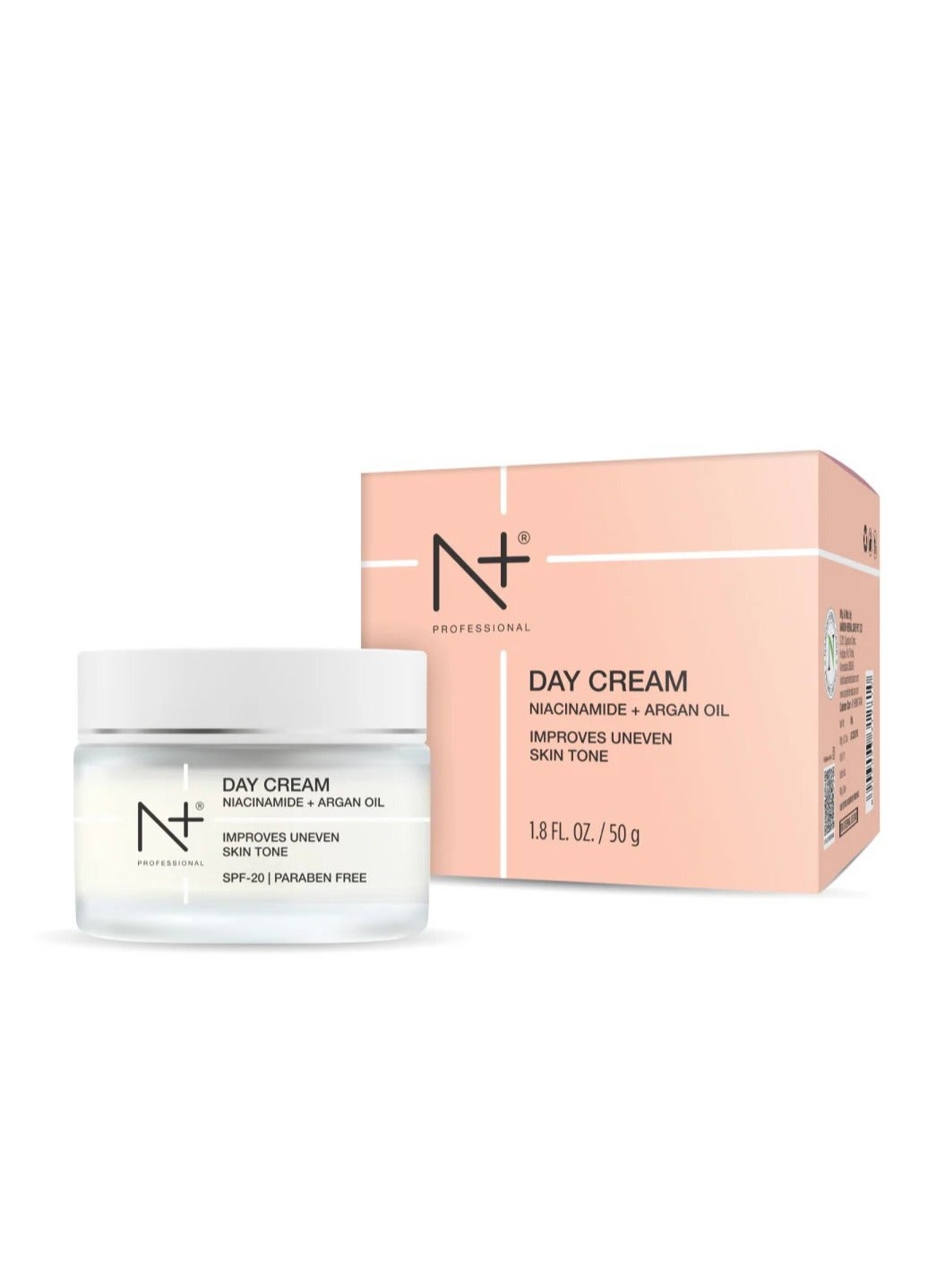 N Plus Professional Day Cream – Lightweight Formula with Pure Argan Oil, Niacinamide & Mulberry Extract, Reduces Uneven Skin Tone & Provides Environmental Protection, 50ml