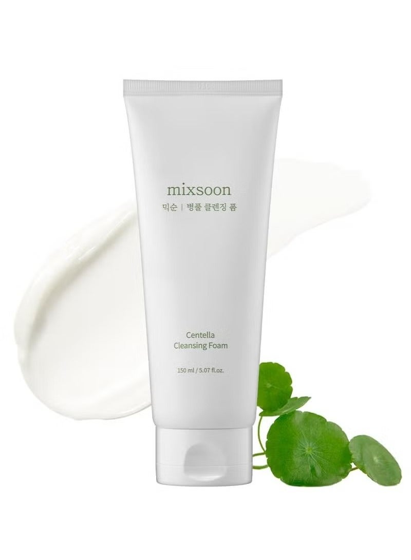 mixsoon Centella Cleansing Foam 150ml, Low pH cleansing foam for soothing and moisturization, cruelty-free, Korean Facial Cleanser, Korean Face Wash