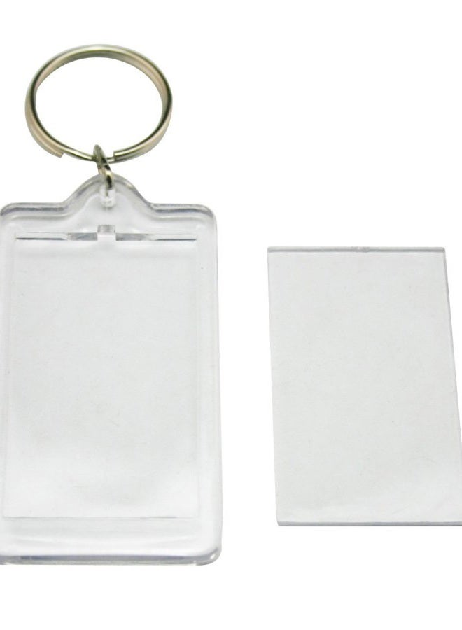 10 Pcs Transparent Clear Acrylic Blank DIY Photo Picture Frame Key Chains Key Ring Keychain, Rectangle Shape