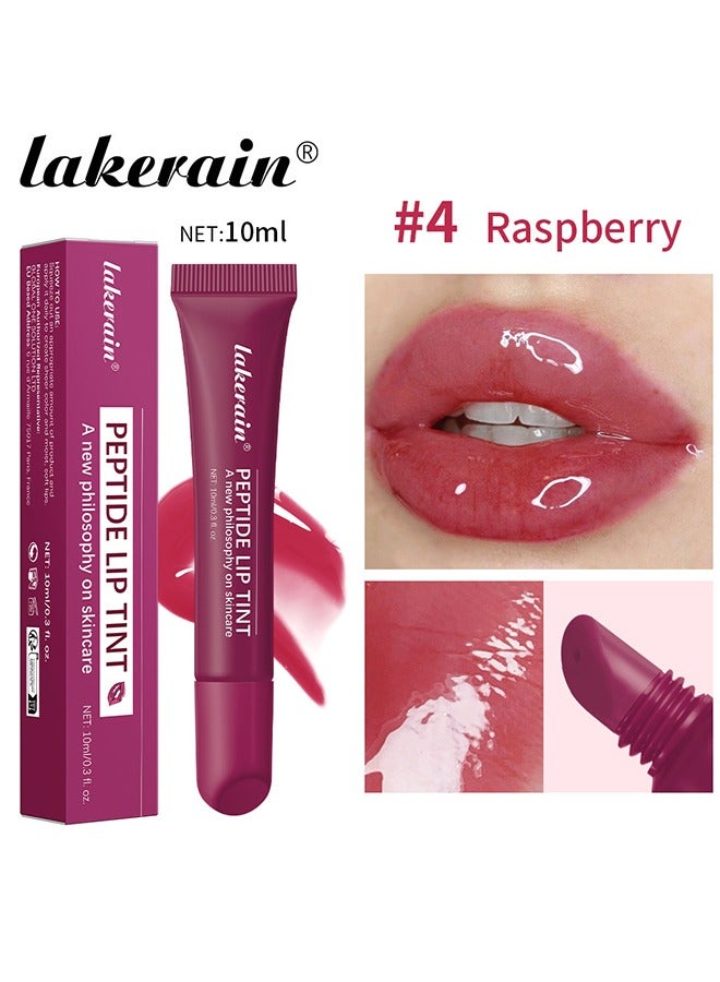 Peptide Lip Tint - 2 in 1 Lip Gloss and Lip Treatment Plumper and Softer Lips Restore Replenish Dry Lips Lip Color Lipstick Lip Gloss Hydrating Moisturizing Lip Gloss 10ml Raspberry #04