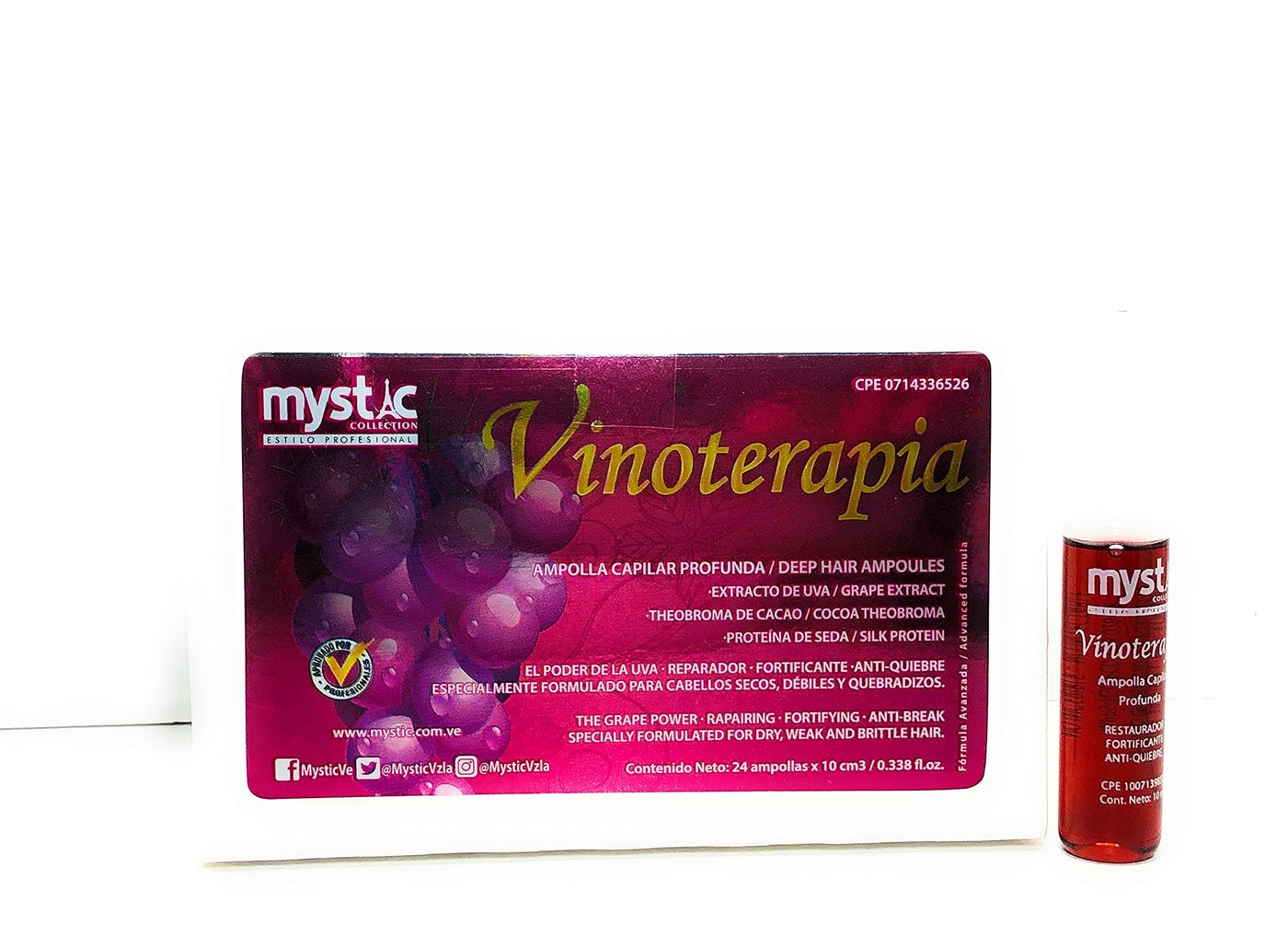 Mystic Vinoterapia Deep Hair Ampoules Hair-Strand Rebuilder (Pack of 24)