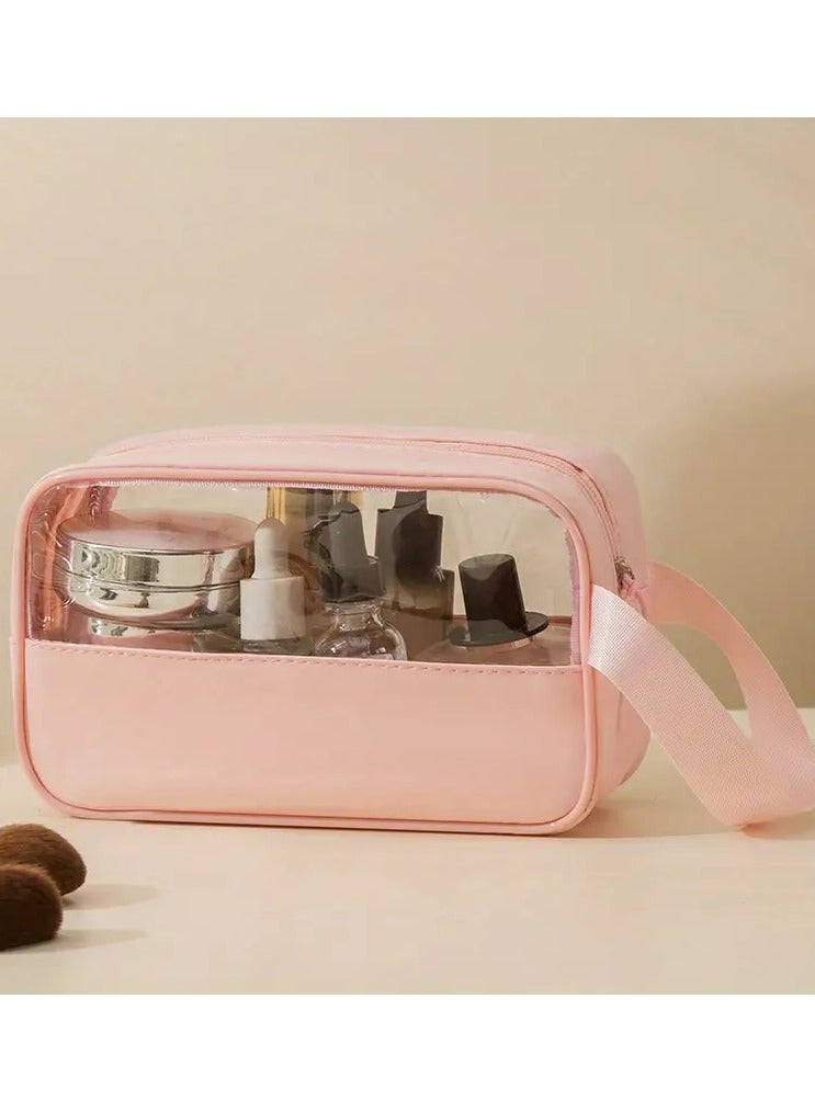 CLear Makeup Bag with Zipper Portable Makeup Bag Travel Clear Toiletry Bag Quart Size Bag Carry on Airport Airline Compliant Bag Travel Toiletry Bag for Women Translucen Toiletry Bag