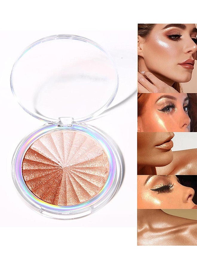 3 Colors Shimmer Highlighter Makeup Palette, Contour Palette Powder for Brighten Face Body Contour Gold Cheek Highlight Makeup, Eyeshadow, Blush Compact Makeup, Eyeshadow, Blush Compact Makeup, Ilumin
