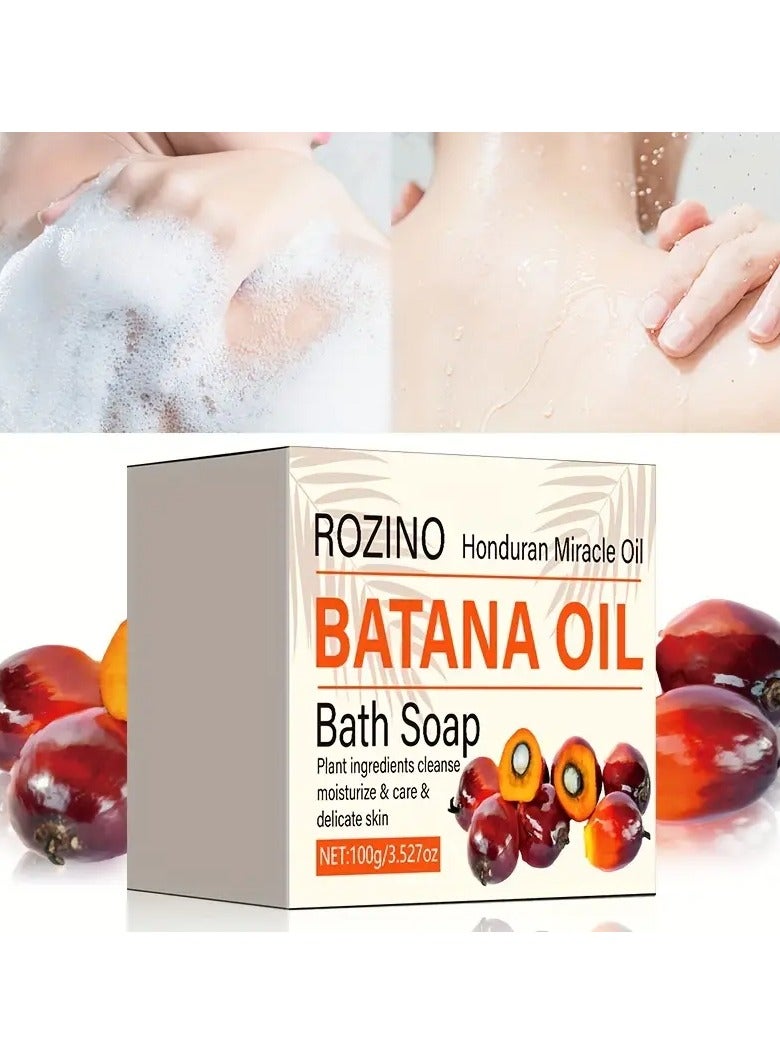 ROZINO Batana Oil Bath Soap, 100g - Unisex Adult, Moisturizing, Fresh Scent, with Turmeric & Vitamin C, Suitable for All Skin Types, Body Use, Smooth & Glossy Skin Care